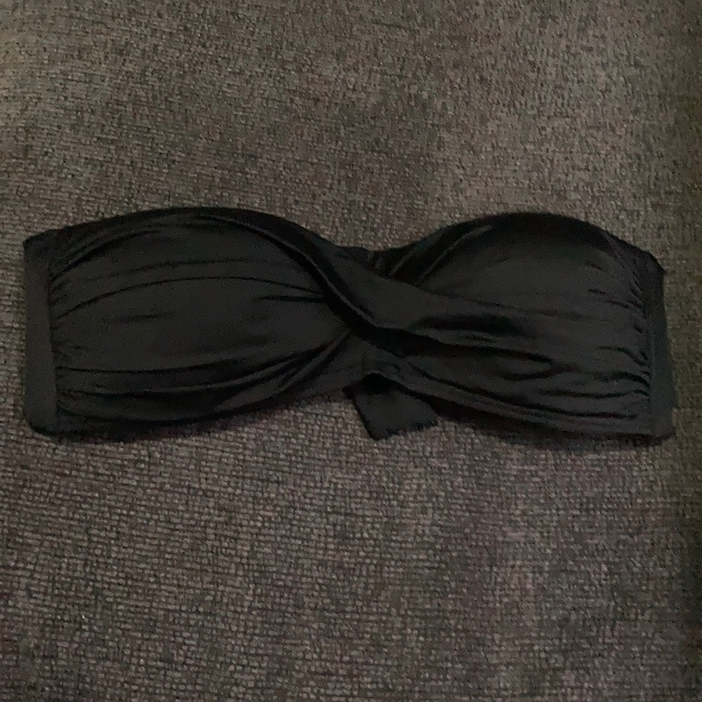 Strapless bandeau black bikini top by Bar III